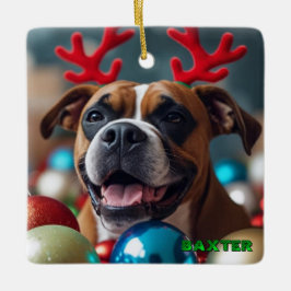  Kerst Boxer Dog Keramisch Ornament
