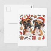 Kerst Boxer Dogs Briefkaart (Voorkant / Achterkant)