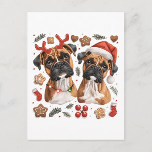 Kerst Boxer Dogs Briefkaart