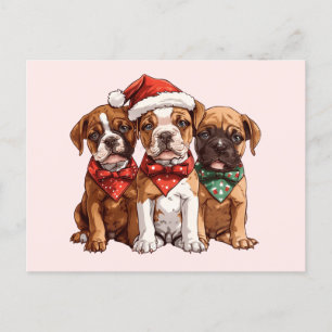 Kerst Boxer Dogs Briefkaart