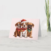 Kerst Boxer Dogs Feestdagen Kaart (Voorkant)