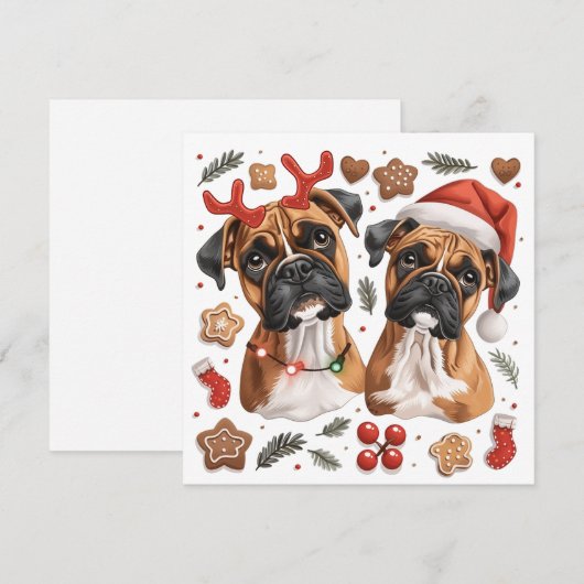 Kerst Boxer Dogs Feestdagenkaart (Voorkant / Achterkant)