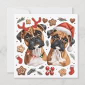 Kerst Boxer Dogs Feestdagenkaart (Voorkant)