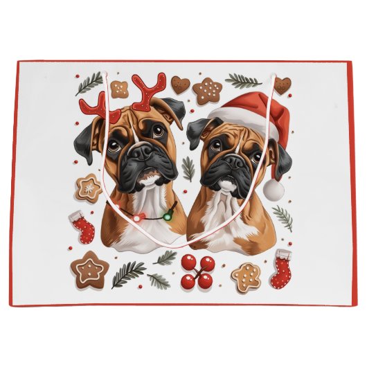 Kerst Boxer Dogs Groot Cadeauzakje (Voorkant)