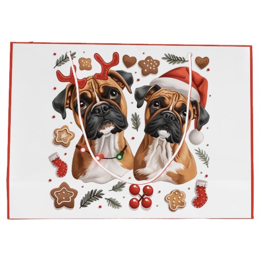 Kerst Boxer Dogs Groot Cadeauzakje (Achterkant)