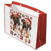 Kerst Boxer Dogs Groot Cadeauzakje (Achterkant Gekanteld)