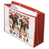 Kerst Boxer Dogs Groot Cadeauzakje (Voorkant Gekanteld)