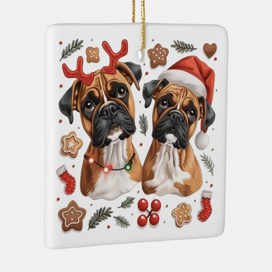 Kerst Boxer Dogs Keramisch Ornament (Rechts)