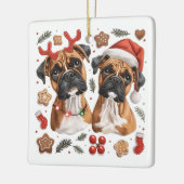 Kerst Boxer Dogs Keramisch Ornament (Links)