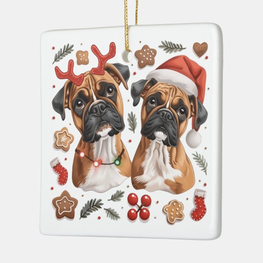 Kerst Boxer Dogs Keramisch Ornament (Links)
