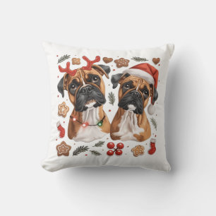 Kerst Boxer Dogs Kussen