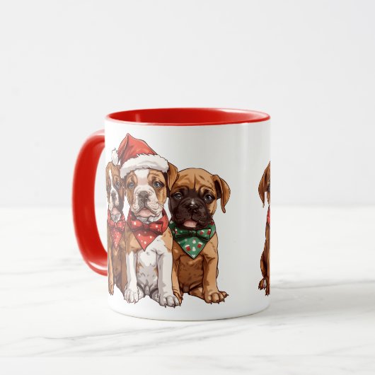 Kerst Boxer Dogs Mok (Voorkant links)