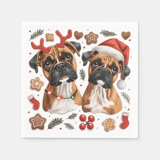 Kerst Boxer Dogs Servet (Voorkant)