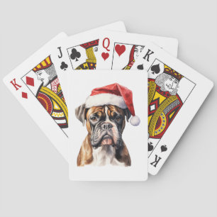 Kerst Boxer Hond Huisdier met Santa Hat Pokerkaarten