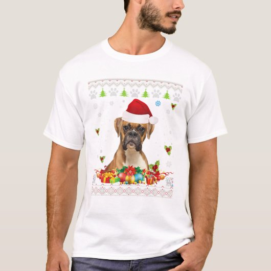 Kerst Boxer Hond Lelijk Shirt (Voorkant)