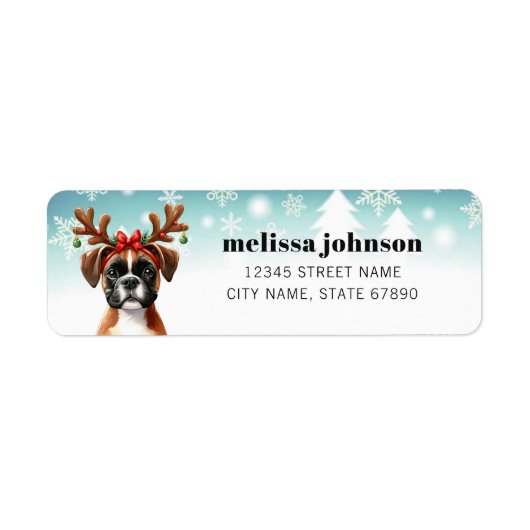 Kerst Boxer Hond Retouradreslabels Etiket (Voorkant)