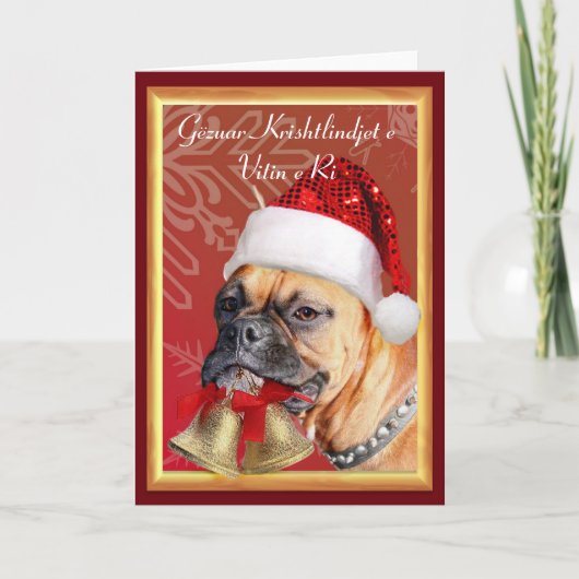 Kerst Boxer Hond wenskaart Feestdagen Kaart (Voorkant)