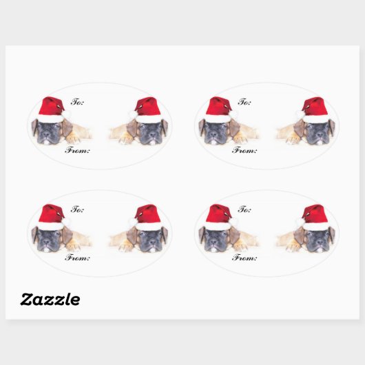 Kerst boxer puppies cadeau label sticker (Vel)
