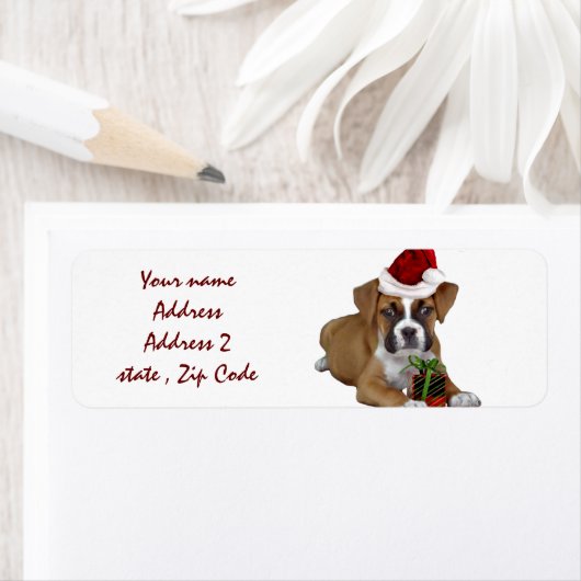 Kerst Boxer puppy adresetiketten Etiket (Insitu)