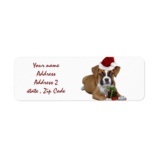 Kerst Boxer puppy adresetiketten Etiket (Voorkant)