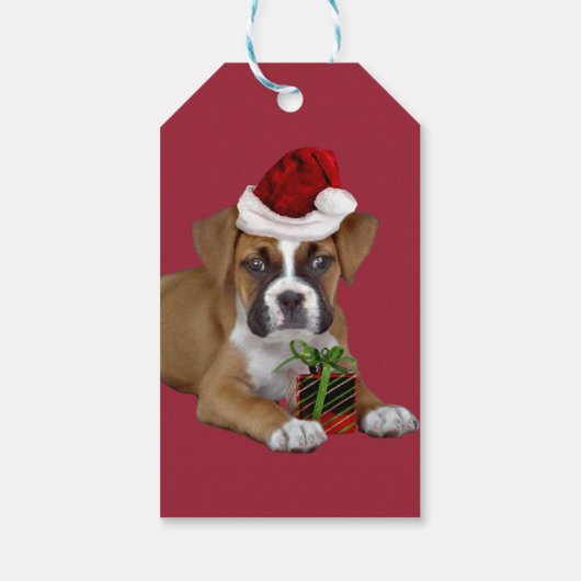 Kerst boxer puppy cadeau labels cadeaulabel (Achterkant)