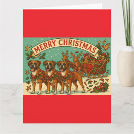 "Kerst Boxerhonden" Vouwbare Wenskaart Kaart