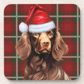Kerst Boykin Spaniel Hond Red Plaid Vakantie Bier Onderzetter (Voorkant)