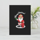 Kerst brandweer kerstman winter feestdagenkaart (Staand voorkant)