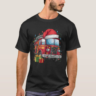 Kerst Brandweer Lichtjes Kerstman Hoed Brandweerau T-shirt