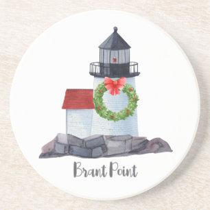 Kerst Brant Pt Lighthouse Zandsteen Onderzetter