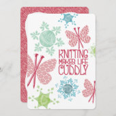 Kerst breien naald vlinder garen sneeuwvlok feestdagenkaart (Voorkant / Achterkant)