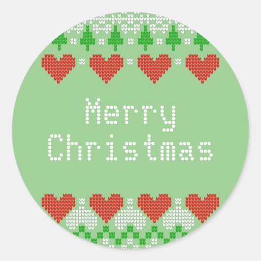 Kerst breipatronen Leuk X-Mas breiwerk ontwerp Ronde Sticker (Voorkant)