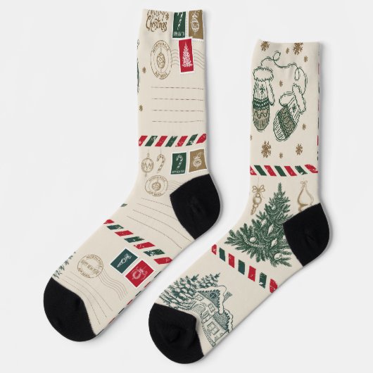 Kerst  Briefkaart Custom Crew Sock Sokken (Links)