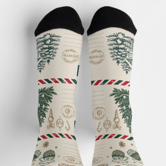 Kerst Briefkaart Custom Crew Sock Sokken (Top)