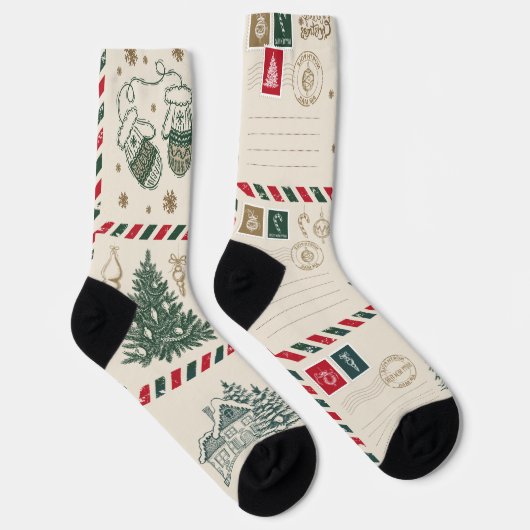Kerst Briefkaart Custom Crew Sock Sokken (Rechts)