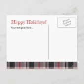 Kerst Briefkaart Custom Plaid Grijs Rood 3 (Achterkant)