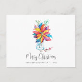 Kerst Briefkaart Kleurrijke Botanische Poinsettia (Voorkant)