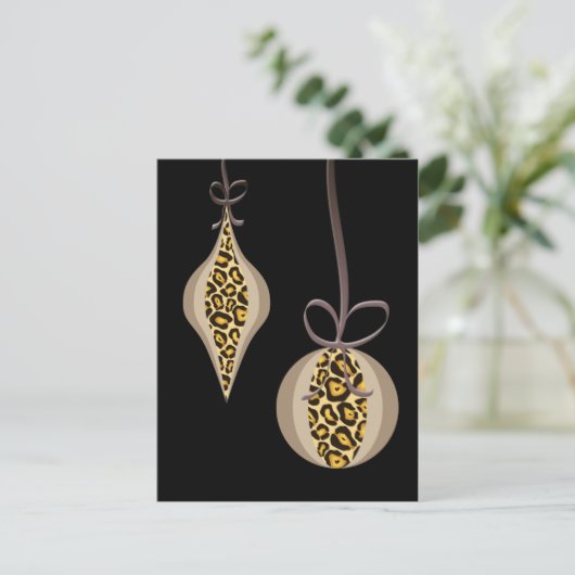 Kerst Briefkaart Leopard Print (Staand voorkant)