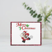 Kerst Briefkaart met Santa Spelen Football (Staand voorkant)