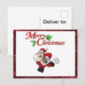 Kerst Briefkaart met Santa Spelen Football (Voorkant / Achterkant)