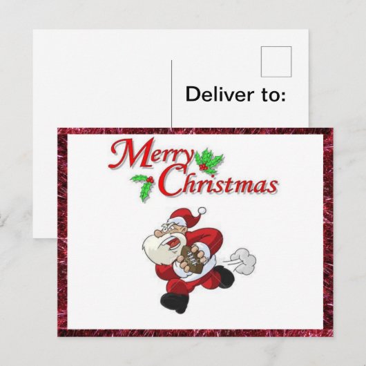 Kerst Briefkaart met Santa Spelen Football (Voorkant / Achterkant)