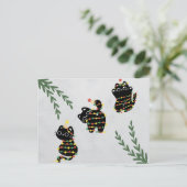 Kerst briefkaart schattige kat spelen huisdieren g (Staand voorkant)