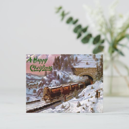 Kerst Briefkaart - Trein (Staand voorkant)
