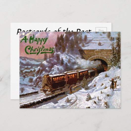 Kerst Briefkaart - Trein (Voorkant / Achterkant)