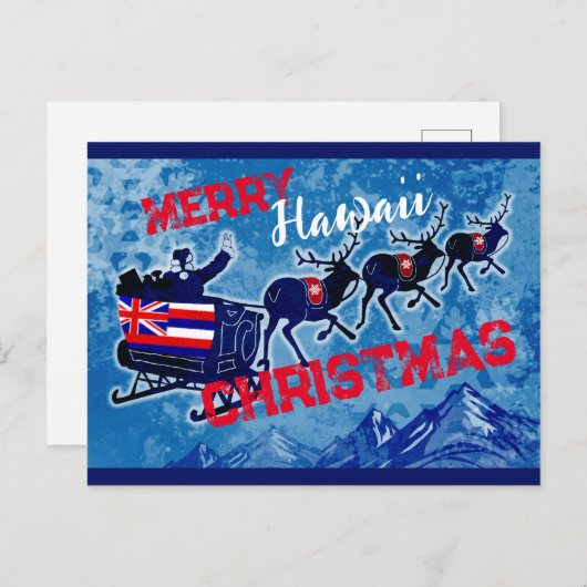 Kerst-briefkaart van Merry Hawaii Feestdagenkaart (Voorkant / Achterkant)