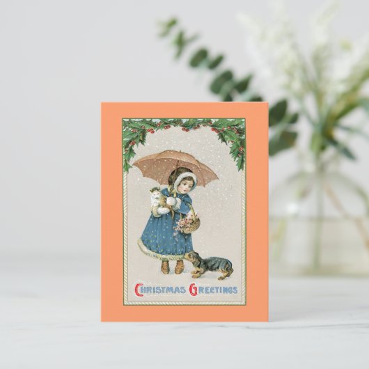 Kerst Briefkaart: Vintage Kerst Briefkaart (Staand voorkant)