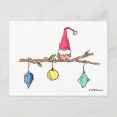 Kerst-Briefkaart voor gnome, Twig en sieraden Feestdagenkaart (Voorkant)