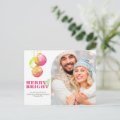 Kerst Briefkaarten Modern Merry & Bright Foto (Staand voorkant)