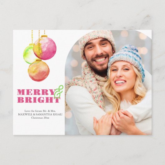 Kerst Briefkaarten Modern Merry & Bright Foto (Voorkant)