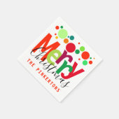 Kerst Bright Stippen Moderne typografie Monogram Servet (Hoek)